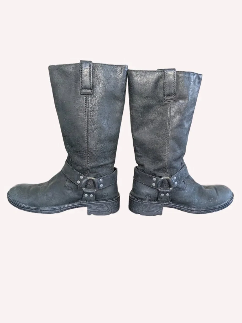 Born Black Leather Women's Pull On Motorcycle Boots - Size 8.5 - Picture 6 of 13